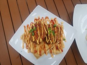 Vegan chicken and waffle. Absolutely delicioussss  at Dajen Eats in Eatonville