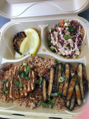 Rice and Jerk Chik’n To Go  at Dajen Eats in Eatonville