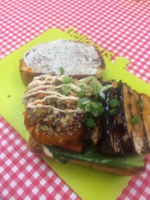 The Identity Crisis : 1/2 buffalo chik’un & 1/2 jerk chik’un . SO GOOD! at Dajen Eats in Eatonville