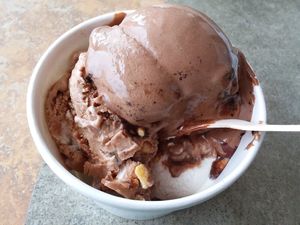3 flavors: triple chocolate, rich masterpiece and butter pecan at Dajen Eats in Eatonville
