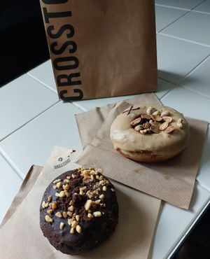Chocolate & peanut butter and jelly doughnuts at Crosstown Doughnuts - Shoreditch in East London