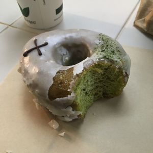 Yuzu & Matcha vegan doughnut at Crosstown Doughnuts - Shoreditch in East London