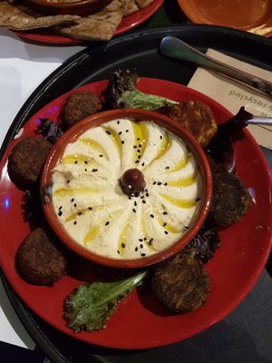 Hummus & Falafel, £6 at My Village Hawraman Cafe in North West London