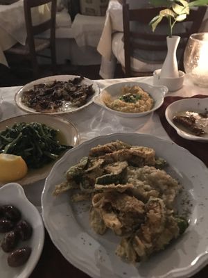 selection of vegan food at Candouni in Santorini