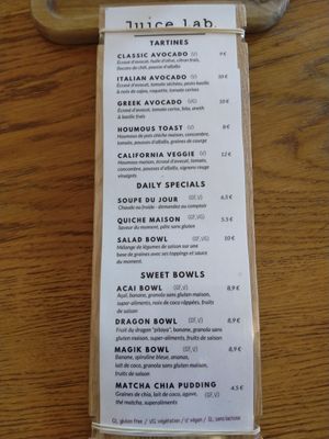 Menu July 2020 at Mandarine in Paris