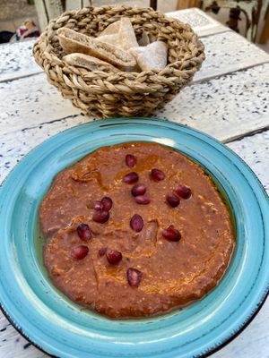 Smoked paprika red pepper dip   at Simbiosis in Ibiza