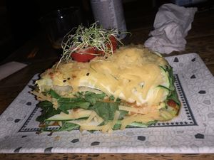 vegetable glutenfree lasagnas  at Simbiosis in Ibiza