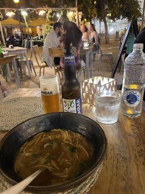 Miso noodle soupp  at Simbiosis in Ibiza