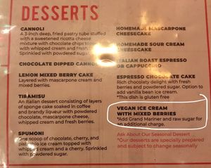 Vegan dessert  at Angelina's Italian Kitchen in Lake Havasu City