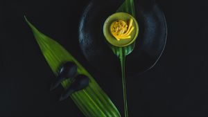 Matcha Tea Pots de Creme w Mango & Passion Fruit at GLAM Vegan in Miami