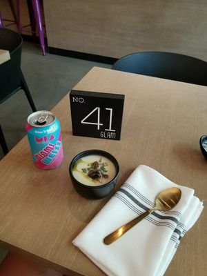 coconut-parsnip soup (Friday soup of the day) at GLAM Vegan in Miami