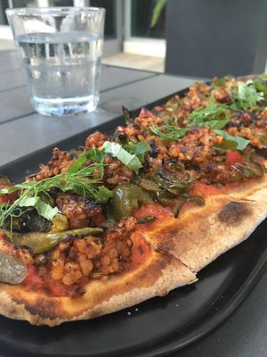 ‘Sausage’ and Pepper pizza at GLAM Vegan in Miami