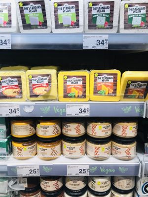 Vegan cheeses at CarrefourSA in Istanbul