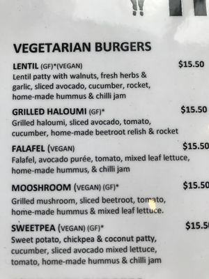 Menu at Moo Gourmet Burgers in Manly
