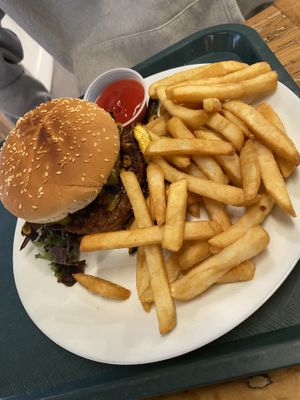 Beyond burger with interesting mushrooms  at Veg on the Edge in Santa Cruz