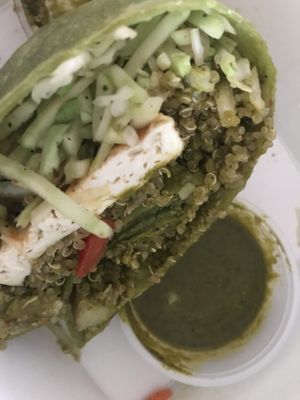 This is the absolutely delicious Marinated tofu quinoa wrap. 🙌🏻🙌🏻🙌🏻💚 #Veganuary at Veg on the Edge in Santa Cruz