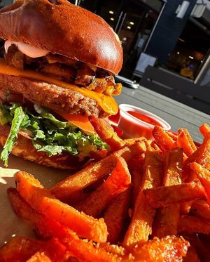 Suya Burger at Veg on the Edge in Santa Cruz