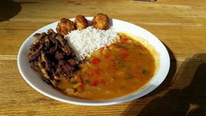 yaji mushroom sauce at Veg on the Edge in Santa Cruz