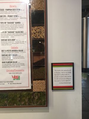 Menu at Veg on the Edge in Santa Cruz