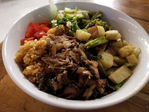 Shitake suya bowl at Veg on the Edge in Santa Cruz