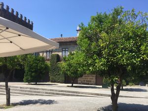orange tree square, this is the view you have when you sit outside at Xisko in Guimaraes