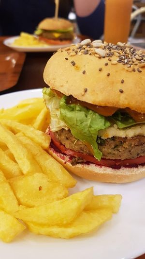 Soy quinoa burger at Veggie in Casablanca