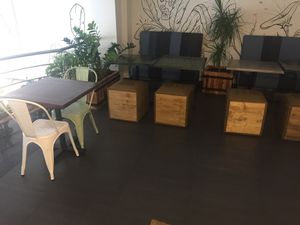 Seating upstairs  at Veggie in Casablanca