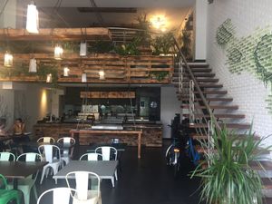 Seating inside downstairs
Really nice atmosphere and interior  at Veggie in Casablanca