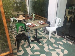 Seating outside at Veggie in Casablanca