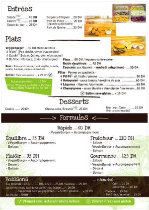 Menu Français at Veggie in Casablanca