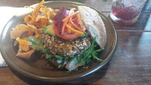 Dwell's original chickpeas burger at Dwell in Bergen