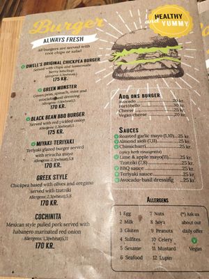 Menu August '18 at Dwell in Bergen