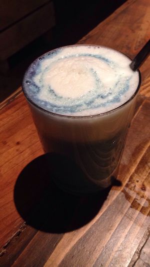 Blue milky drink! at Dwell in Bergen