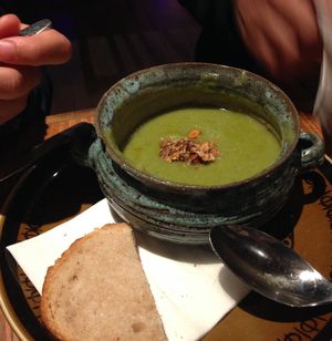 Leek and potato soup. Very tasty! at Dwell in Bergen