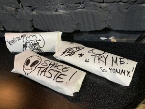 🥙 
Thanks for the drawing, Falafel Bros! at Falafel Bro - Oruzheynyy in Moscow