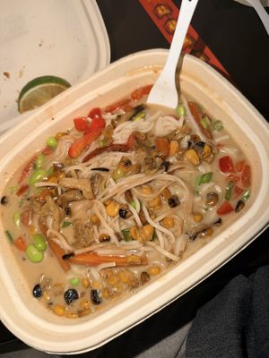 Rice noodle bowl   at Goatocado in Richmond