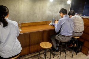 Seats (There's one more table for 4 on the side) at Vegefirst in Nagoya