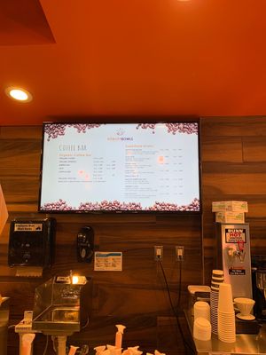 Coffee options at Vitality Bowls in Arlington