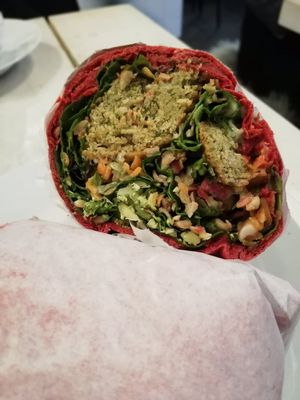 Beetroot hummus falafel salad wrap at JOS - Kungsportsavenyen in Gothenburg
