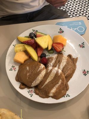 Vegan pancakes with lotus cream (~6,80€) - very yummy !  at Coccodi il Dolce e il Salato in Cagliari