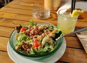 Vegan salad & pineapple daiquiri at Museu Cafe in Funchal