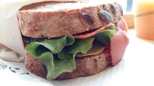 Roasted fake beef, eggplant, olive, bread   at FrescoBaldo in Rome