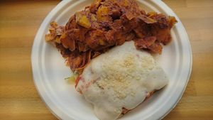 Food that I got at 15:30. Lunch time is until 15. Raw pumpkin is not my thing. Lasagna was better but there is room for improvement.  at FrescoBaldo in Rome