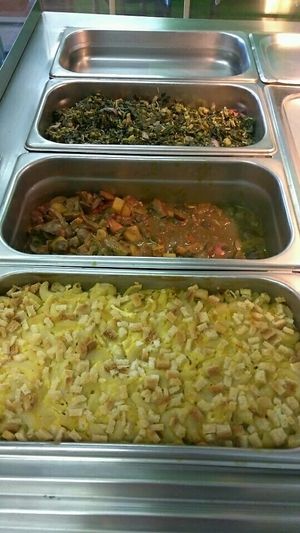 Steam Greens, Mushroom surprise and Mac & Cheese.  at Nuturi in Snellville