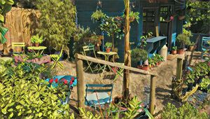 Outside seating at  Cafe Banana in Withleigh