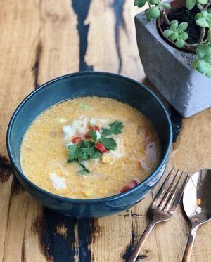 The Thai coconut noodle soup is sooo good at Lone Wolf Cafe in Coggeshall