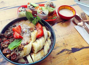 Açai Bowl & summer Rolls  at Lone Wolf Cafe in Coggeshall