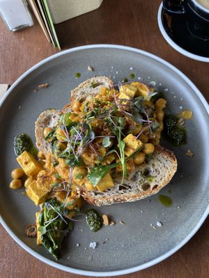 Tofu and chickpeas   at Addington Coffee Co-op in Christchurch