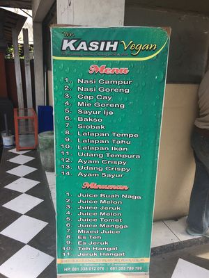 menu  at Kasih Vegan in Denpasar