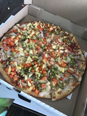 Made our own veggie pizza with Daiya  at Red Tomato Pies in Williams Lake